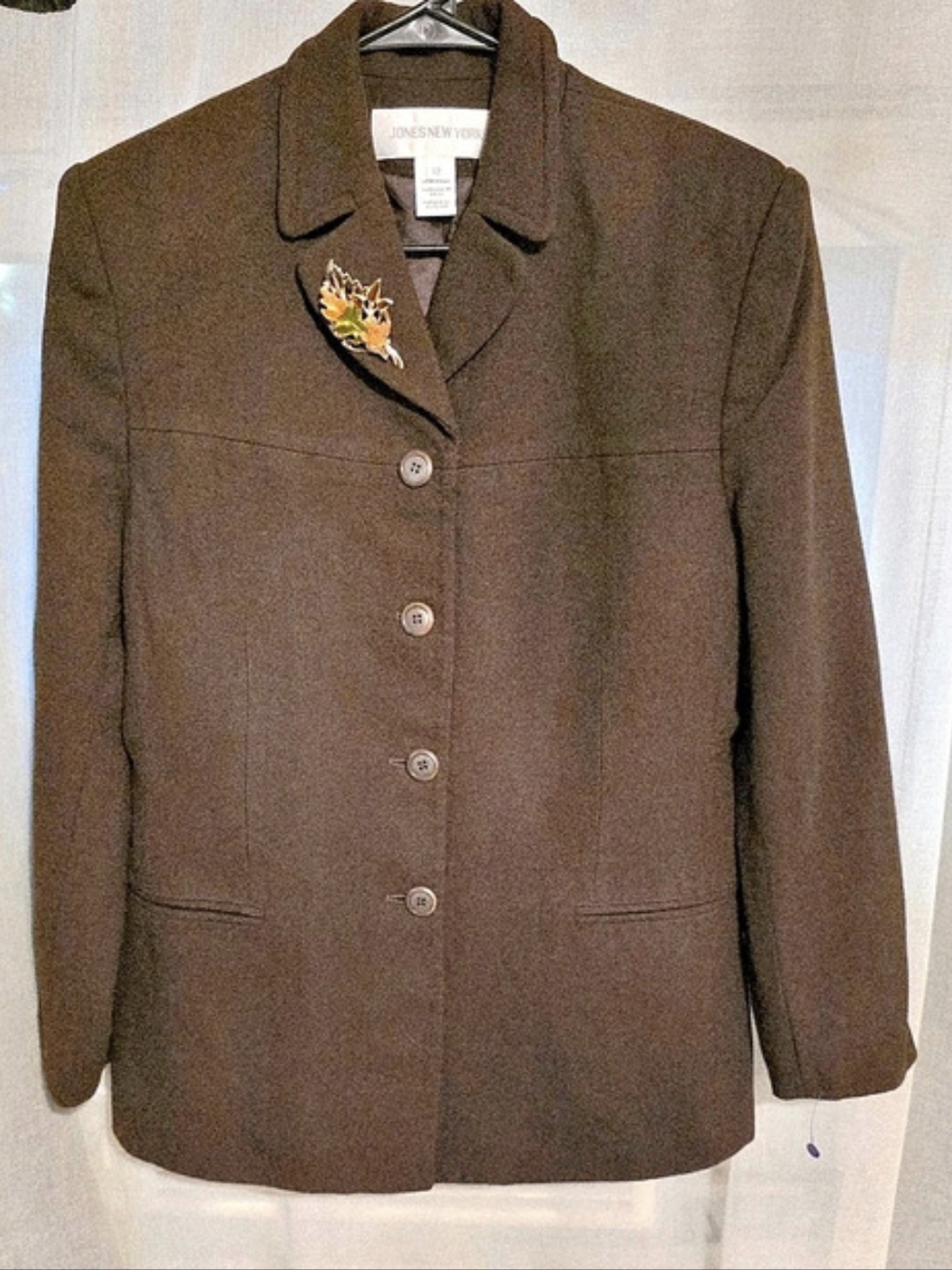 Jones New York Brown Blazer Jacket Size 12 Like New